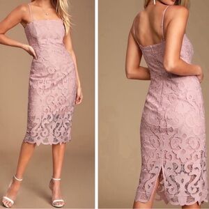 Bardot dusty rose pink lace dress